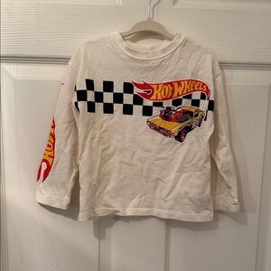 Zara Kids Hot Wheels Long Sleeve Tee - Cream with Red and Black